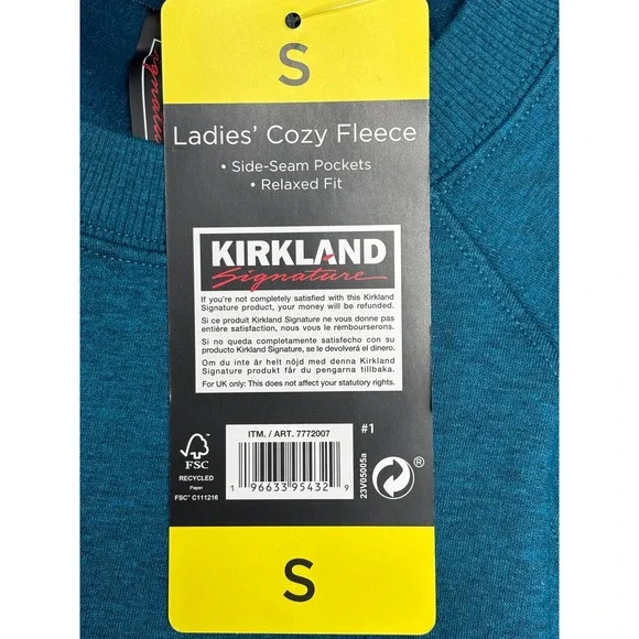 NWT Kirkland Signature Women's Teal Cozy Fleece Sweatshirt Pullover Size Small - Picture 5 of 7